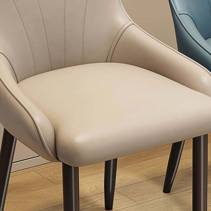Nordic Leather Carbon Steel Dining Chair — Sponge / Blue