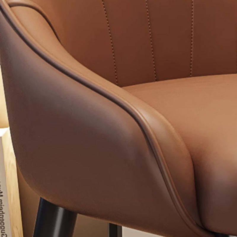Nordic Leather Carbon Steel Dining Chair — Latex / White