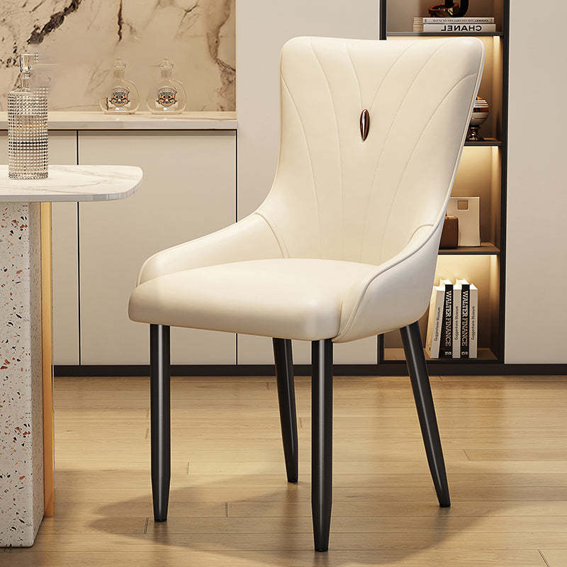 Nordic Leather Carbon Steel Dining Chair — Latex / Blue
