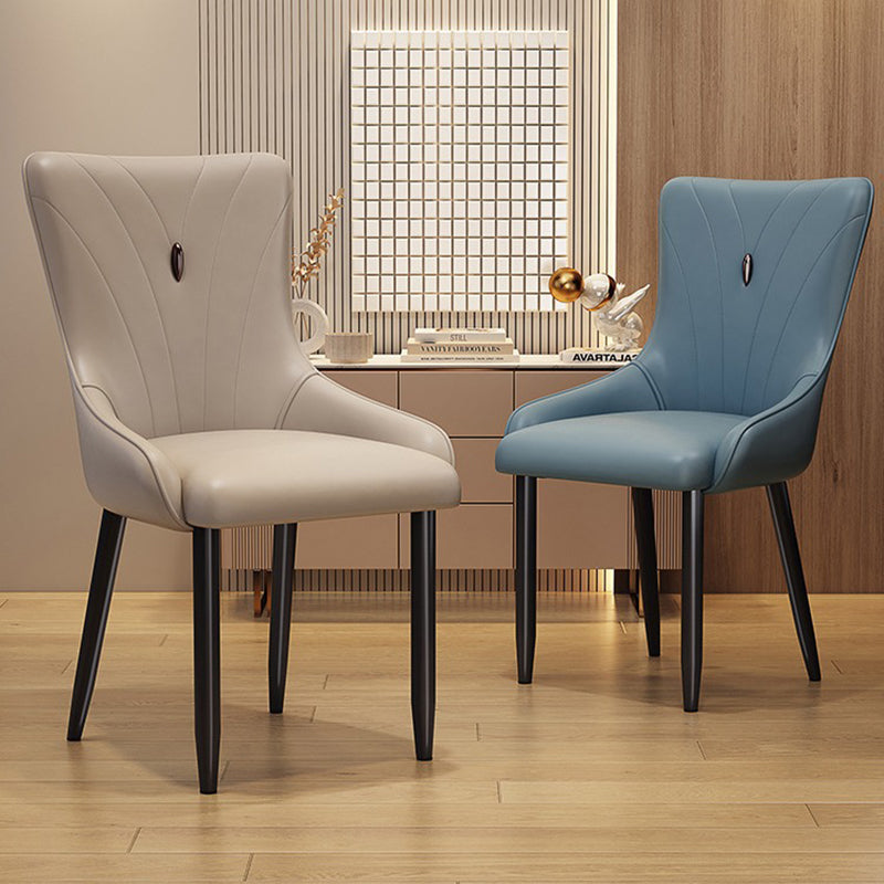 Nordic Leather Carbon Steel Dining Chair — Sponge / White