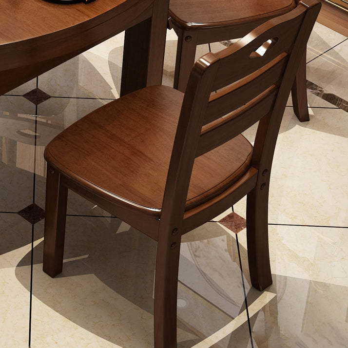 Vintage Solid Wood Dining Chair — Particle Board / Tea Color