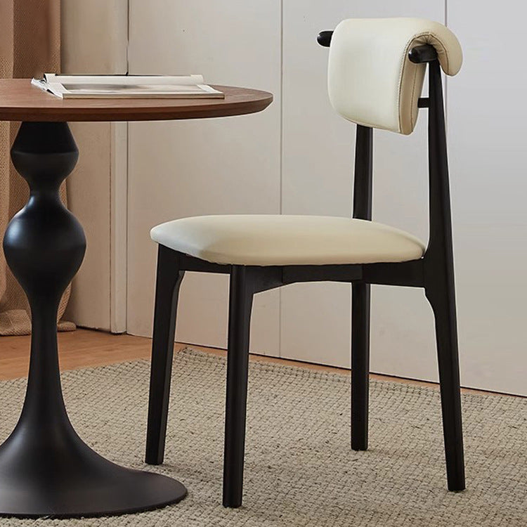 Scandinavian Wood Leather Upholstered Dining Chair
