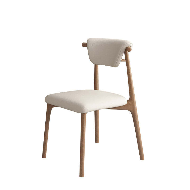 Scandinavian Wood Leather Upholstered Dining Chair