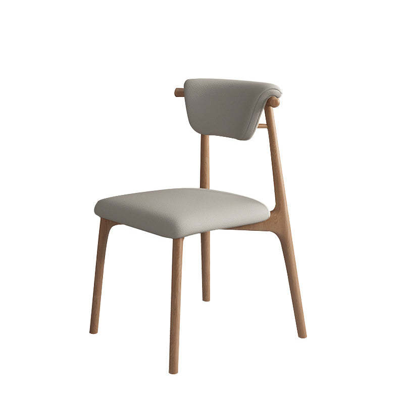 Scandinavian Wood Leather Upholstered Dining Chair