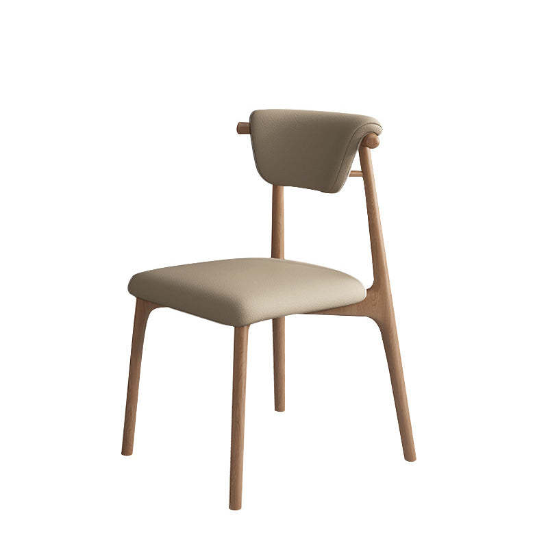 Scandinavian Wood Leather Upholstered Dining Chair