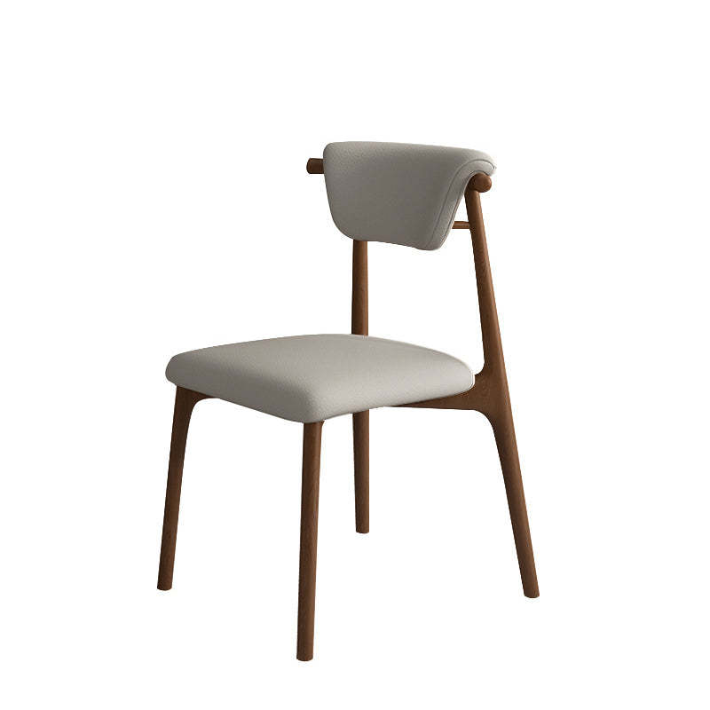 Scandinavian Wood Leather Upholstered Dining Chair