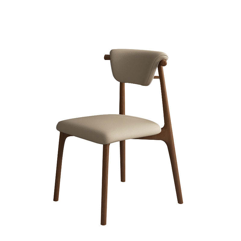 Scandinavian Wood Leather Upholstered Dining Chair