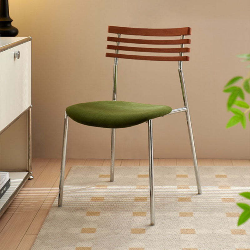 Minimalist Ladderback Flannel Iron Wood Dining Chair