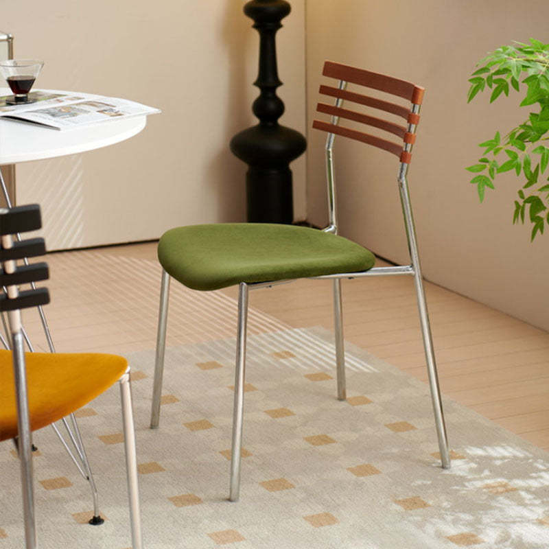 Minimalist Ladderback Flannel Iron Wood Dining Chair