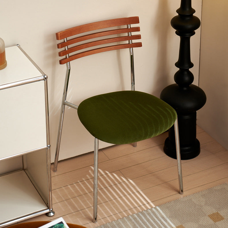 Minimalist Ladderback Flannel Iron Wood Dining Chair
