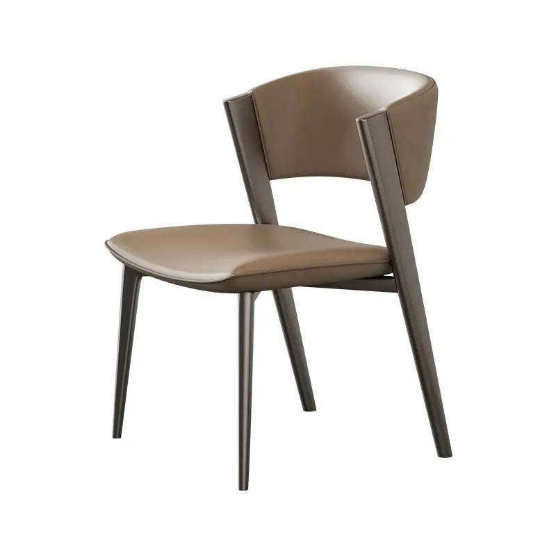 Luxury nappa semi-arc accent chairs in leather steel metal