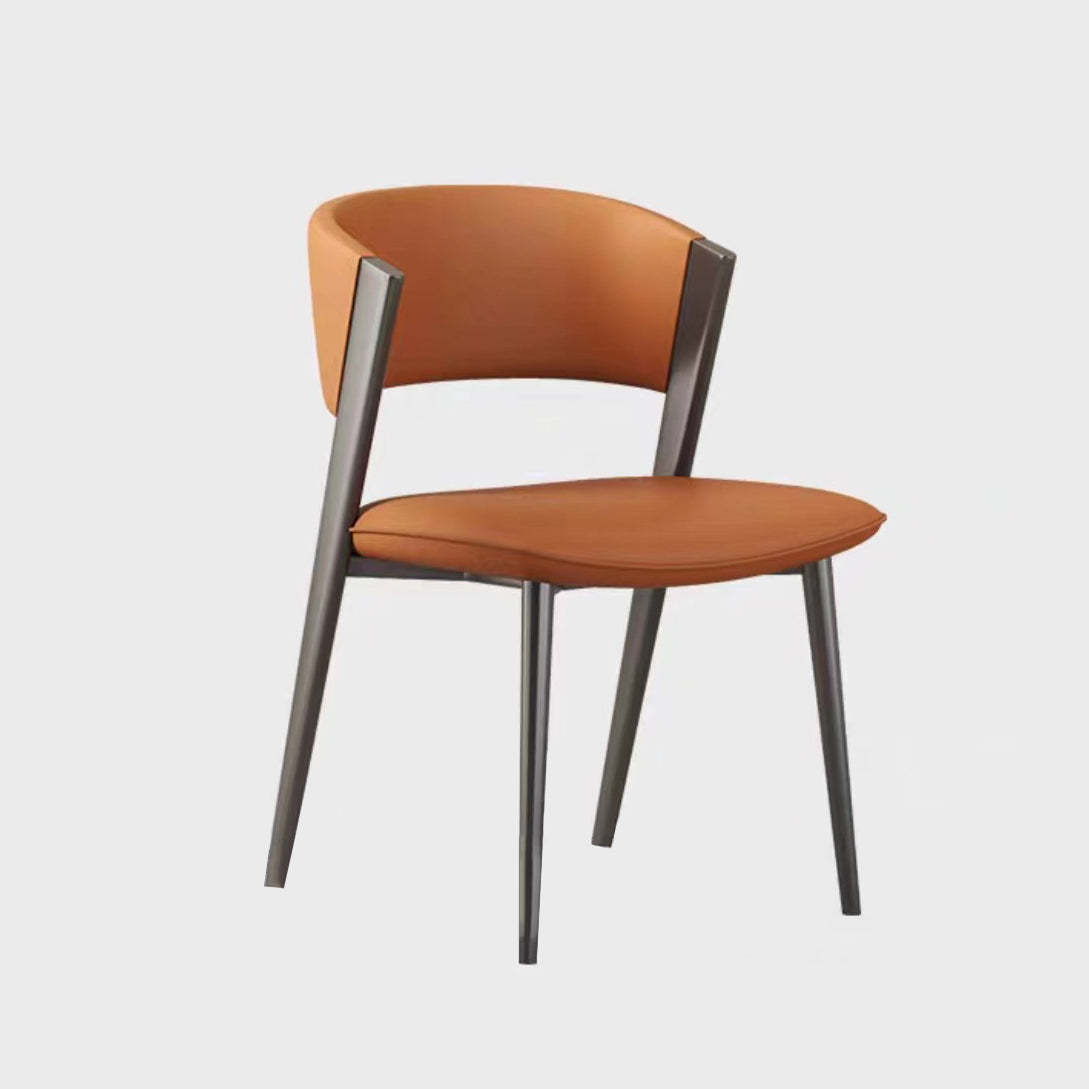 Contemporary Semi-Arc Nappa Leather Steel Chair