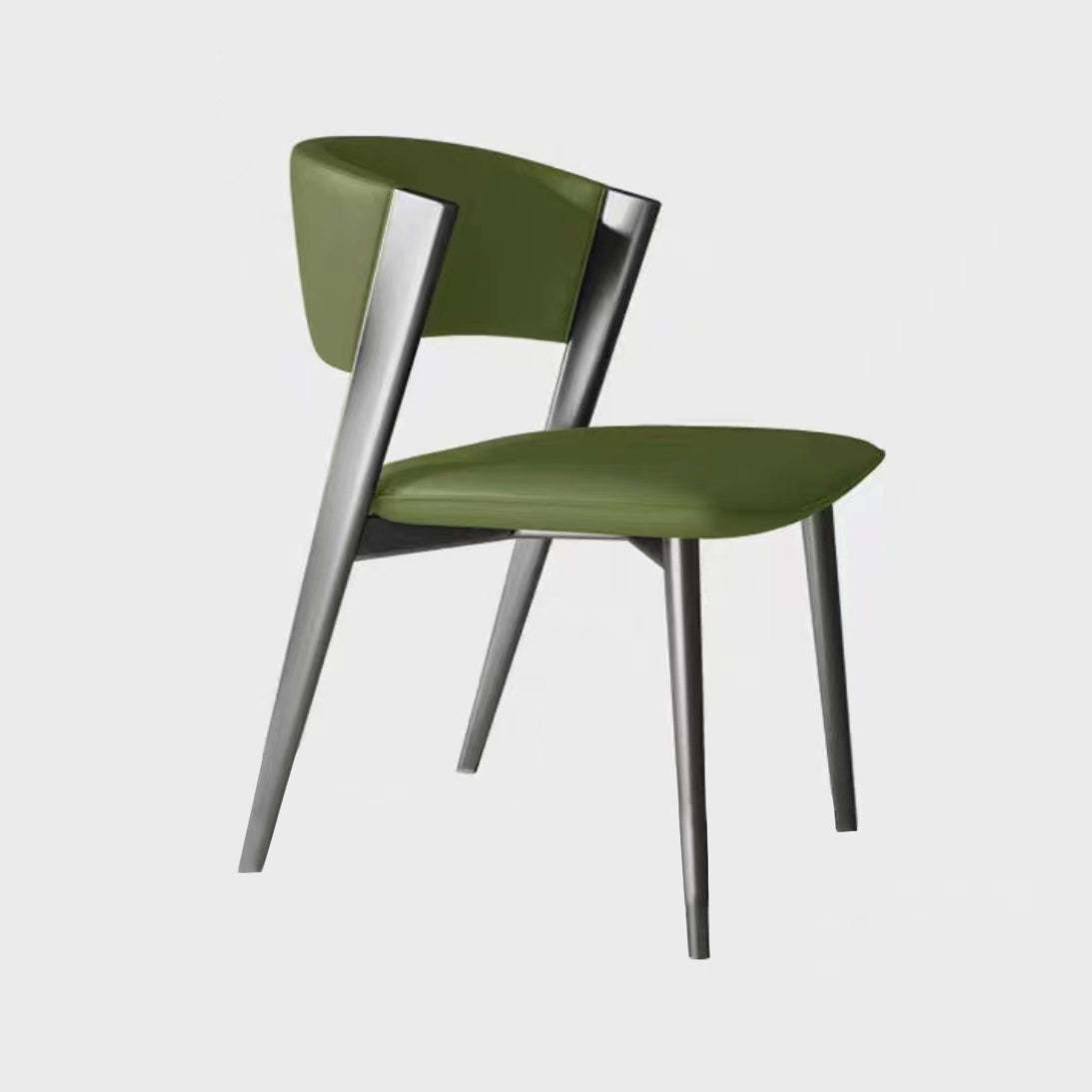Contemporary Semi-Arc Nappa Leather Steel Chair