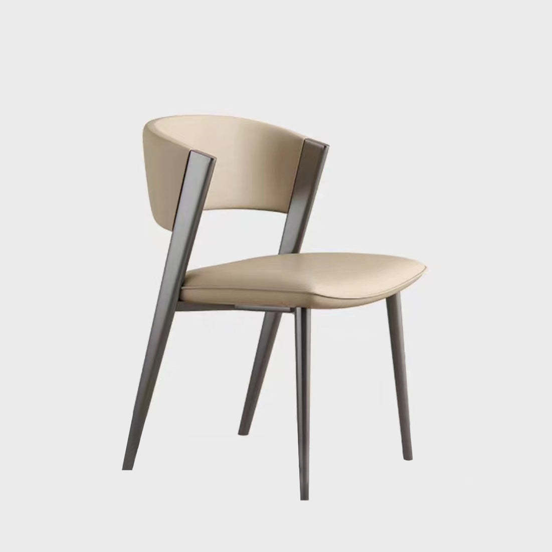 Contemporary Semi-Arc Nappa Leather Steel Chair