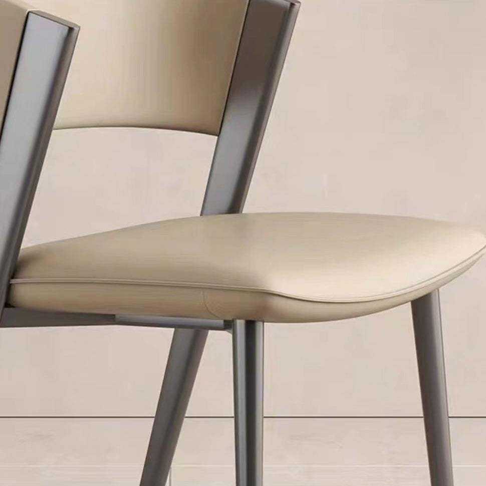 Contemporary Semi-Arc Nappa Leather Steel Chair