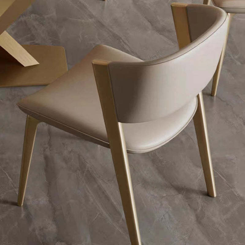 Contemporary Semi-Arc Nappa Leather Steel Chair