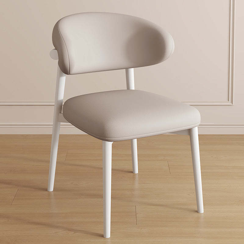 Contemporary Curved PU Leather Steel Dining Chair — Black / Starry Sky Gray