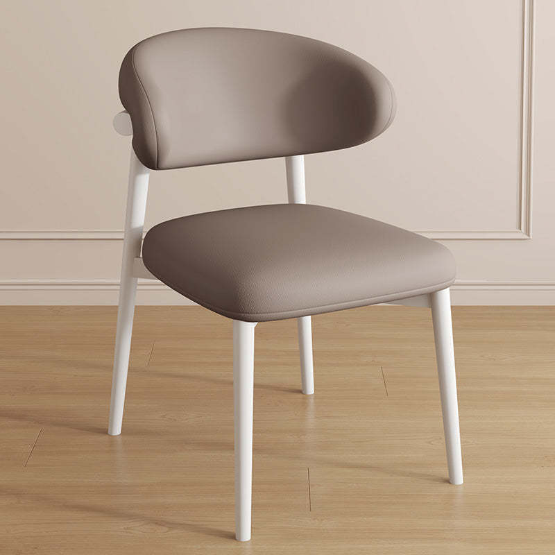 Contemporary Curved PU Leather Steel Dining Chair — Black / Mocha Brown