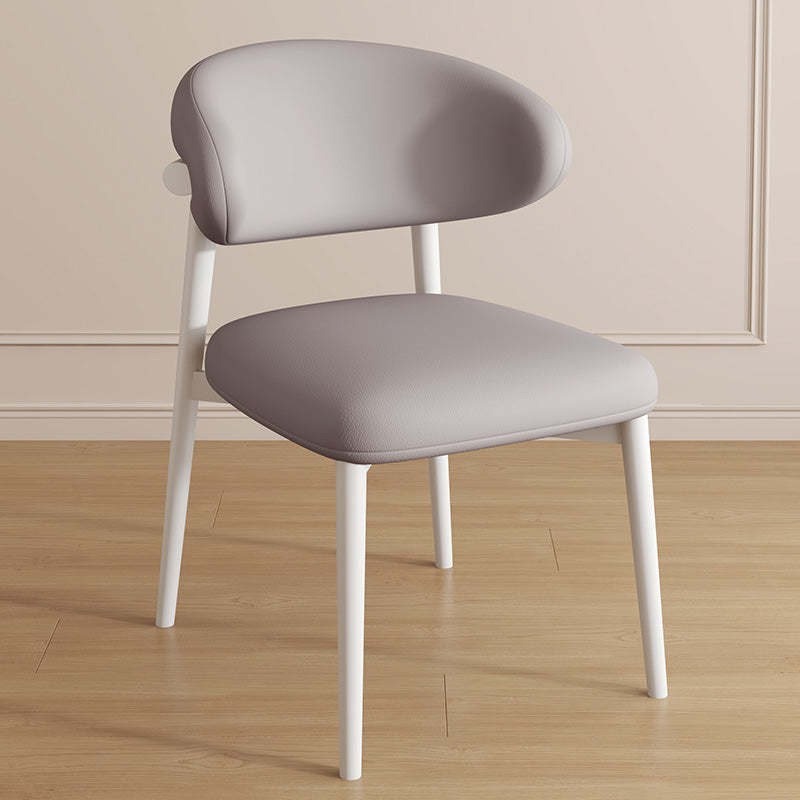 Contemporary Curved PU Leather Steel Dining Chair — Black / Gray