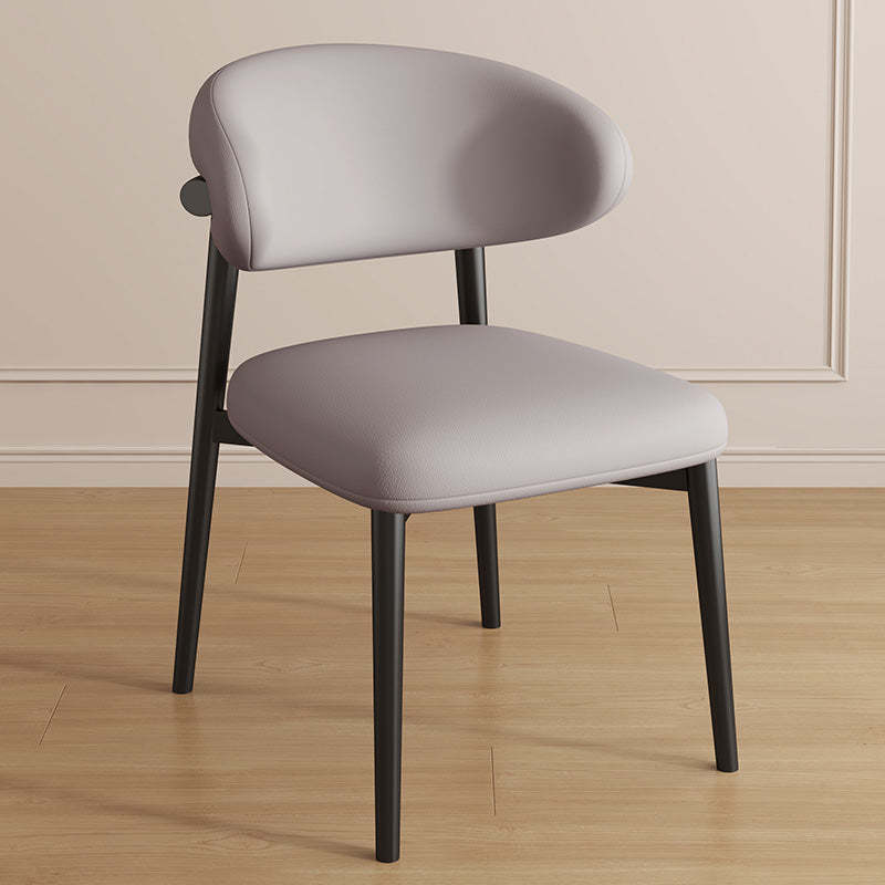 Contemporary Curved PU Leather Steel Dining Chair — Walnut / Mocha Brown