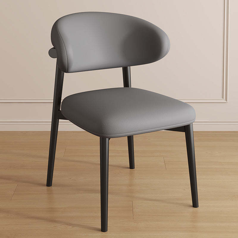 Contemporary Curved PU Leather Steel Dining Chair — Walnut / Coffee Brown