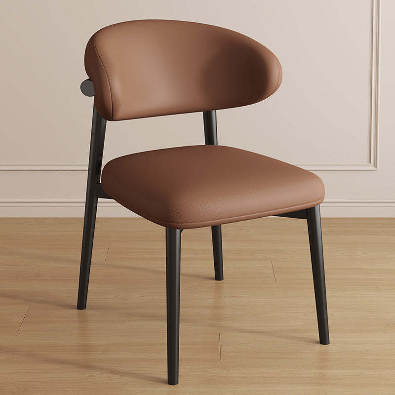 Contemporary Curved PU Leather Steel Dining Chair