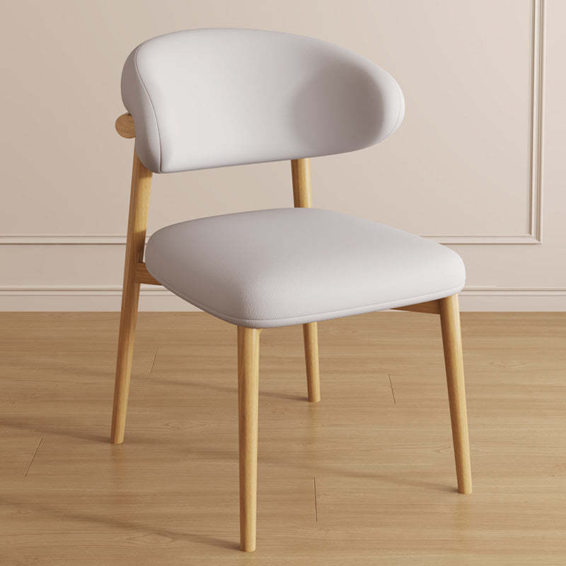 Lighom luxury curved white dining chairs & benches in leather — Natural Wood