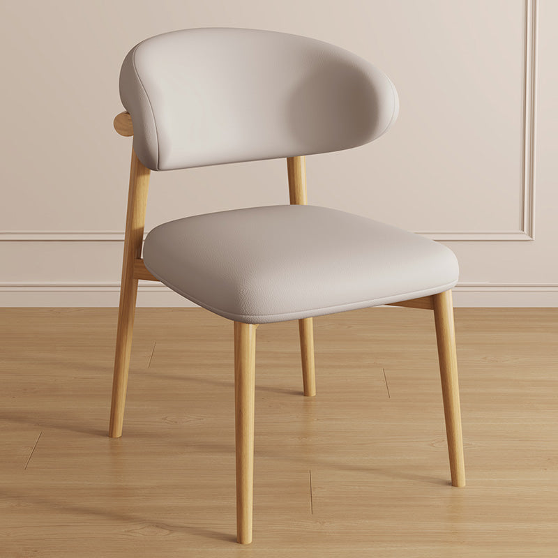 Contemporary Curved PU Leather Steel Dining Chair — White / Starry Sky Gray