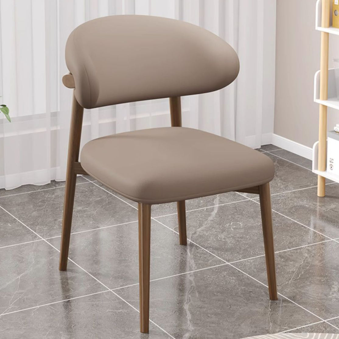 Contemporary Curved PU Leather Steel Dining Chair