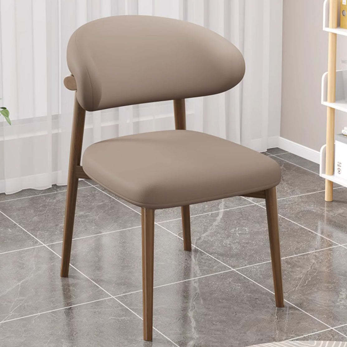 Contemporary Curved PU Leather Steel Dining Chair