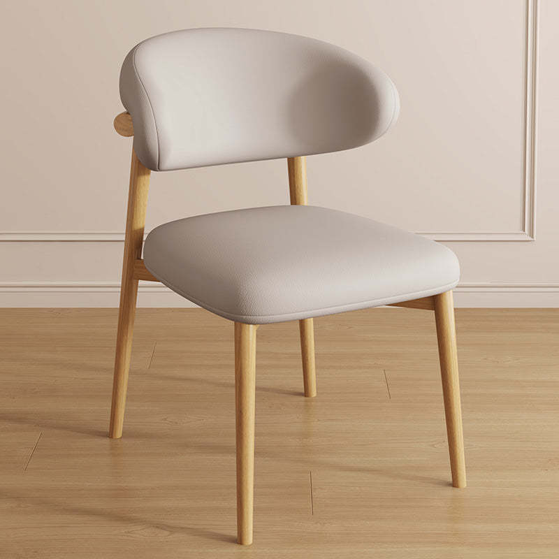 Contemporary Curved PU Leather Steel Dining Chair — White / Starry Sky Gray