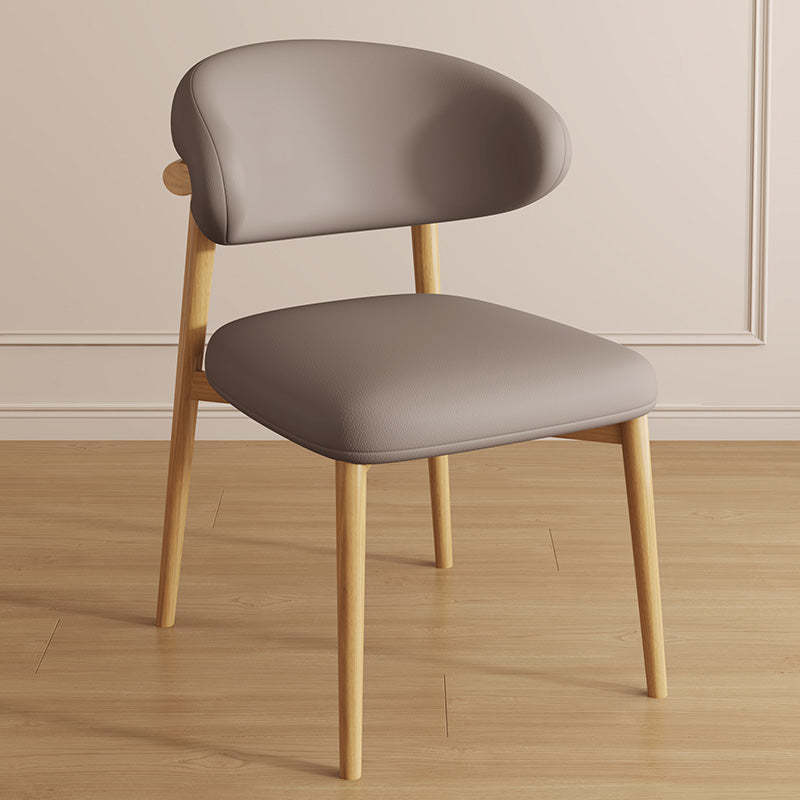Contemporary Curved PU Leather Steel Dining Chair — White / Mocha Brown