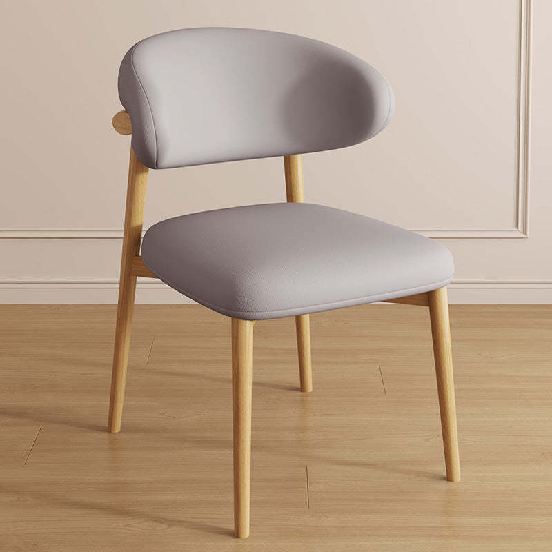 Contemporary Curved PU Leather Steel Dining Chair — White / Gray