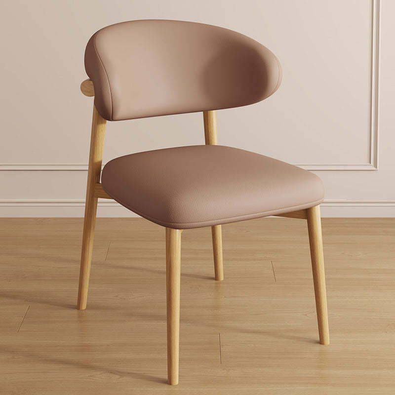 Contemporary Curved PU Leather Steel Dining Chair — White / Coffee Brown