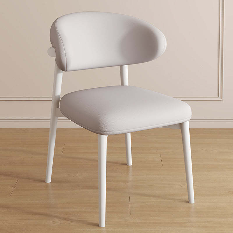Contemporary Curved PU Leather Steel Dining Chair — Black / Khaki