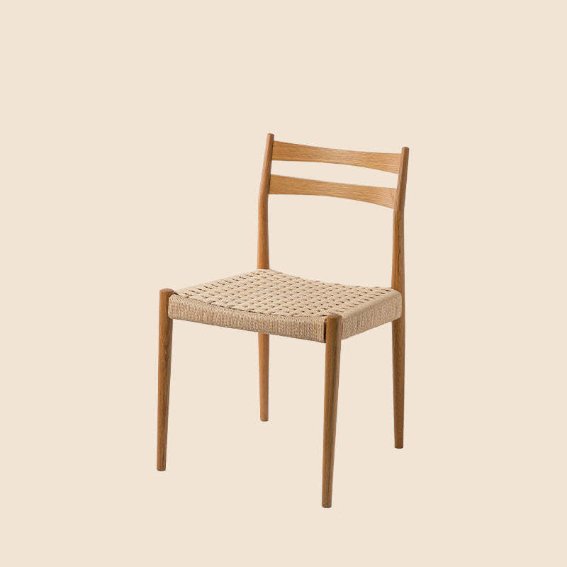 Vintage Wood Cowhide Rope Dining Chair