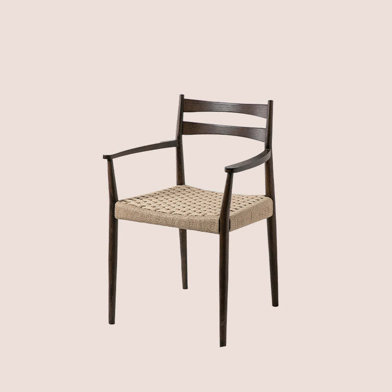 Vintage Wood Cowhide Rope Dining Chair