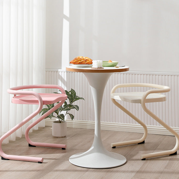 Industrial Iron Dining Chair — White Frame - Pink