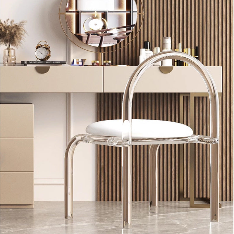 Minimalist Round Flannel Acrylic Vanity Stool