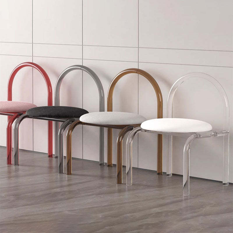 Minimalist Round Flannel Acrylic Vanity Stool