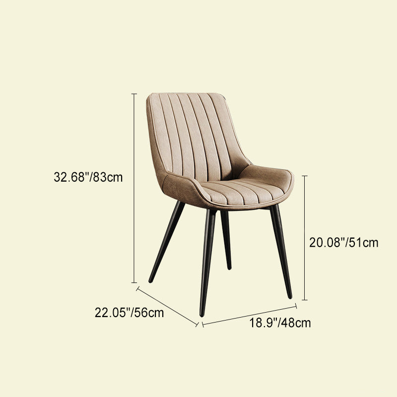 Contemporary Upholstered Leather Carbon Steel Chair — Black / Orange