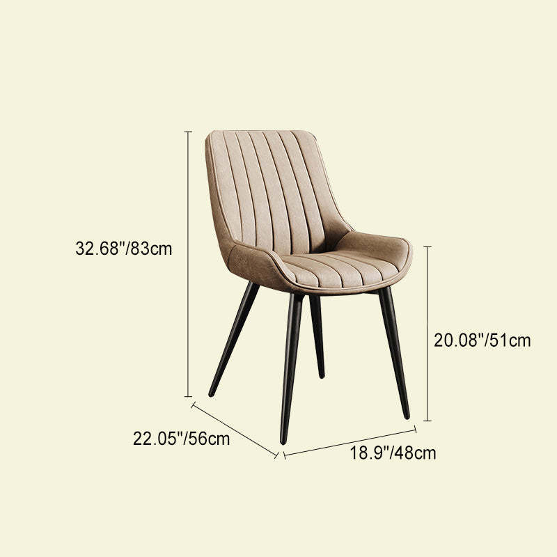 Contemporary Upholstered Leather Carbon Steel Chair — Black / Orange