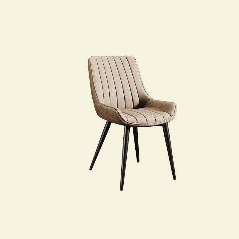 Contemporary Upholstered Leather Carbon Steel Chair — Black & Gold / Black