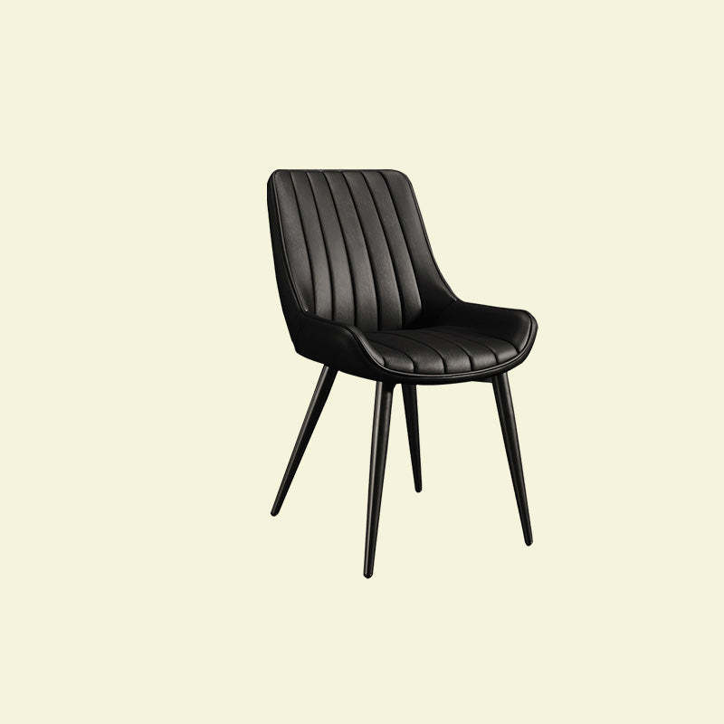Contemporary Upholstered Leather Carbon Steel Chair — Black & Gold / Gray