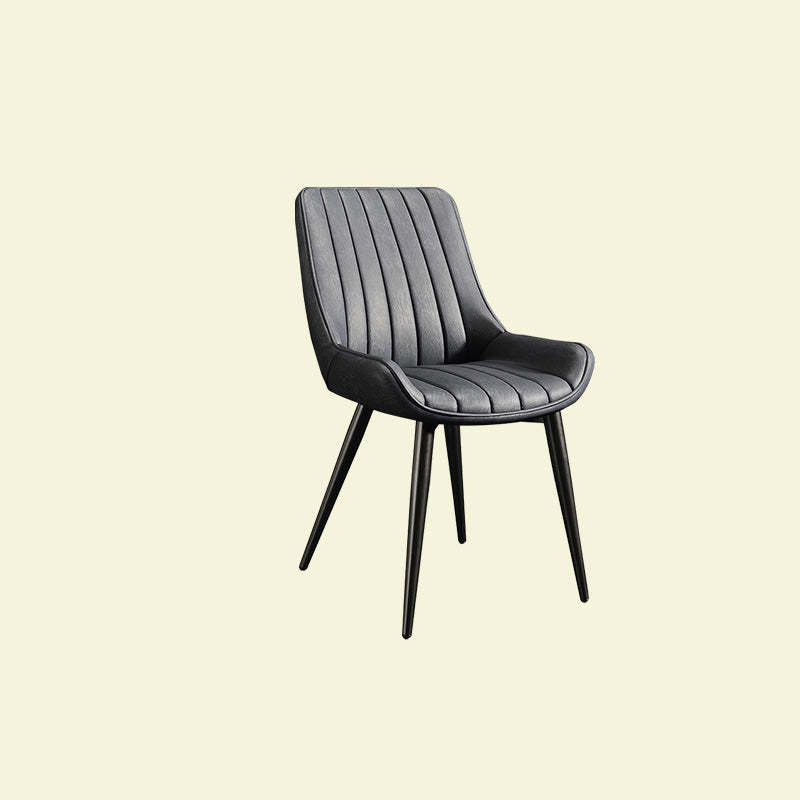 Contemporary Upholstered Leather Carbon Steel Chair — Black & Gold / Orange