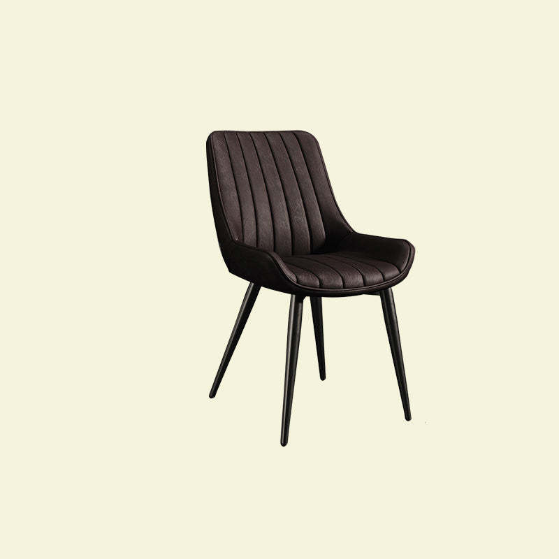Contemporary Upholstered Leather Carbon Steel Chair — Black & Gold / White
