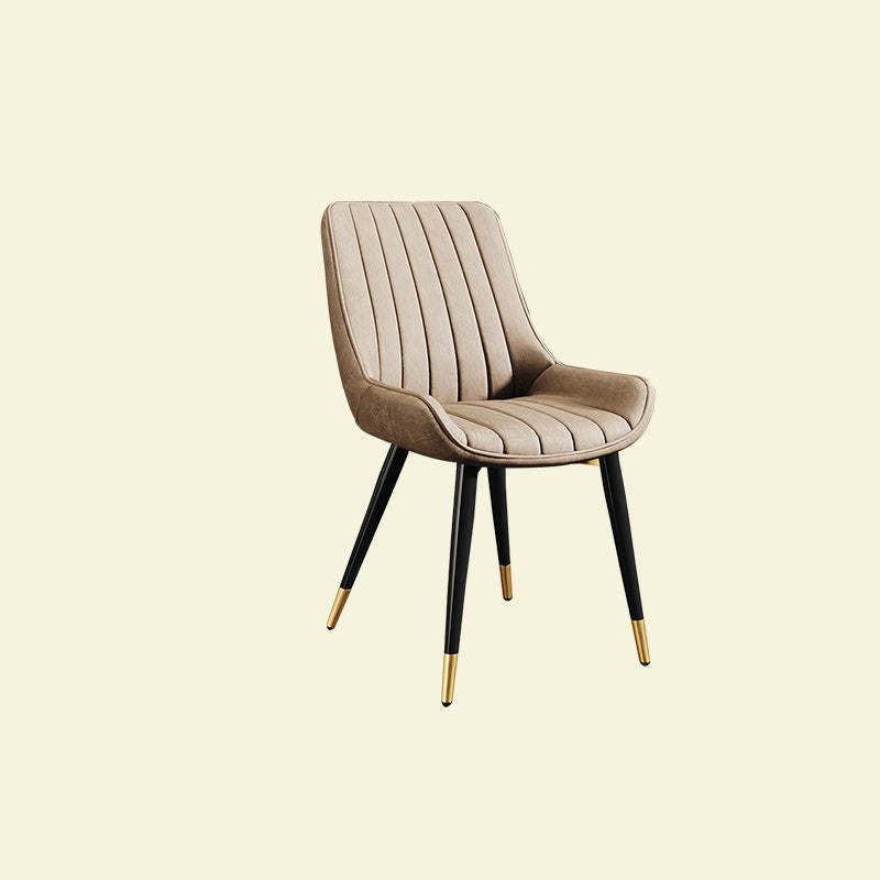Contemporary Upholstered Leather Carbon Steel Chair — Gold / Black
