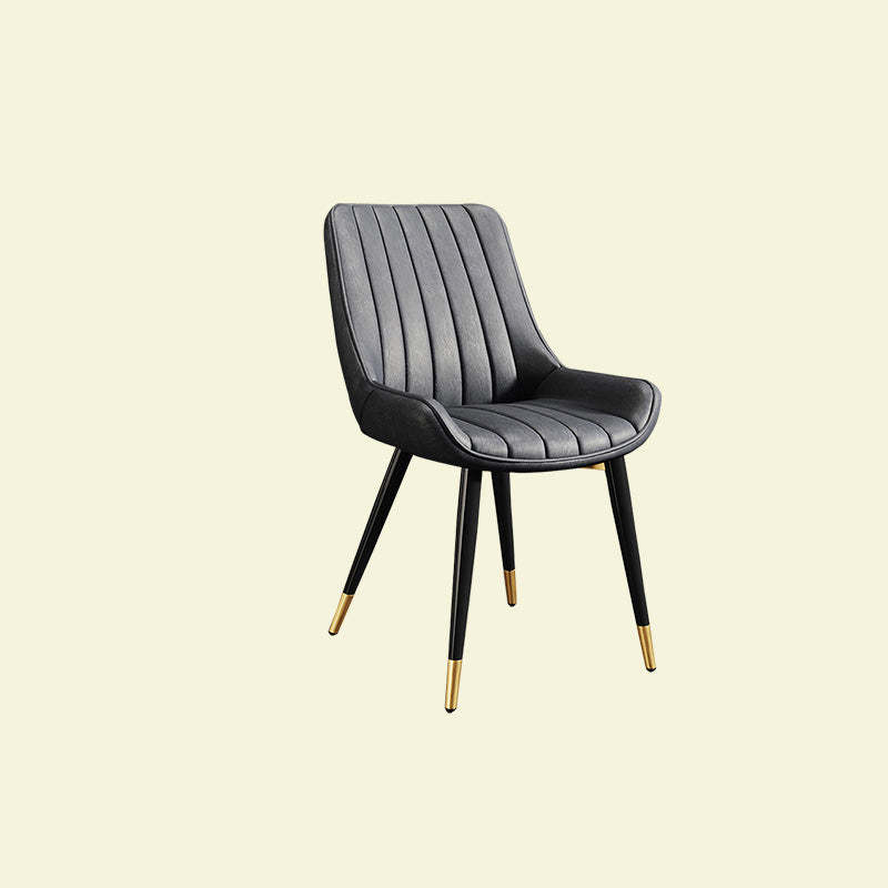 Contemporary Upholstered Leather Carbon Steel Chair — Gold / Orange