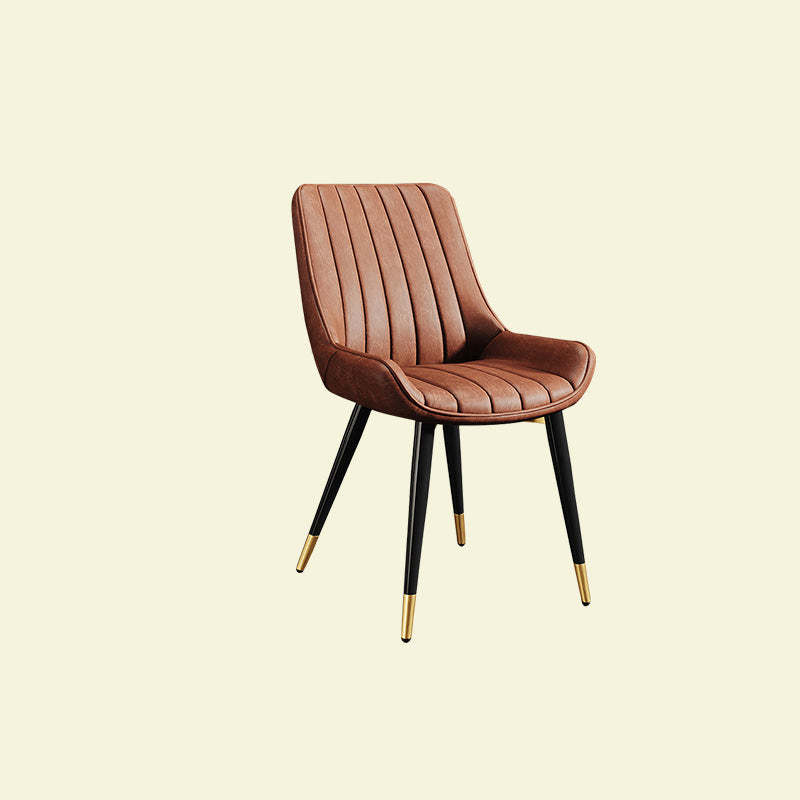 Contemporary Upholstered Leather Carbon Steel Chair — Gold / Green