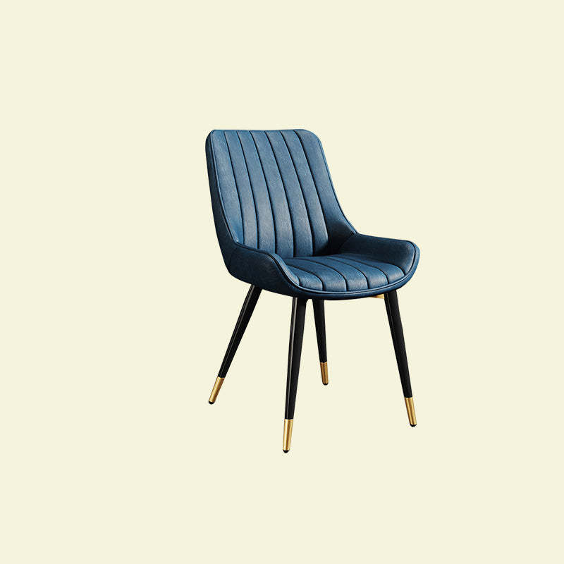 Contemporary Upholstered Leather Carbon Steel Chair — Gold / Brown